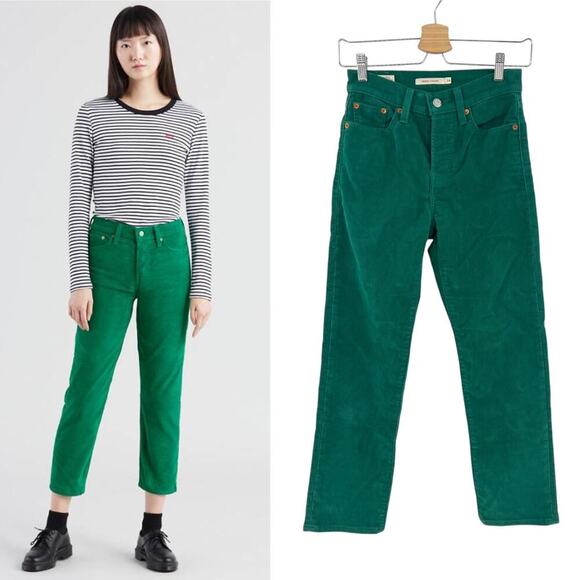 Levi's‎ Wedgie Straight Fit Corduroy Pants Green Size 24 - Picture 1 of 14